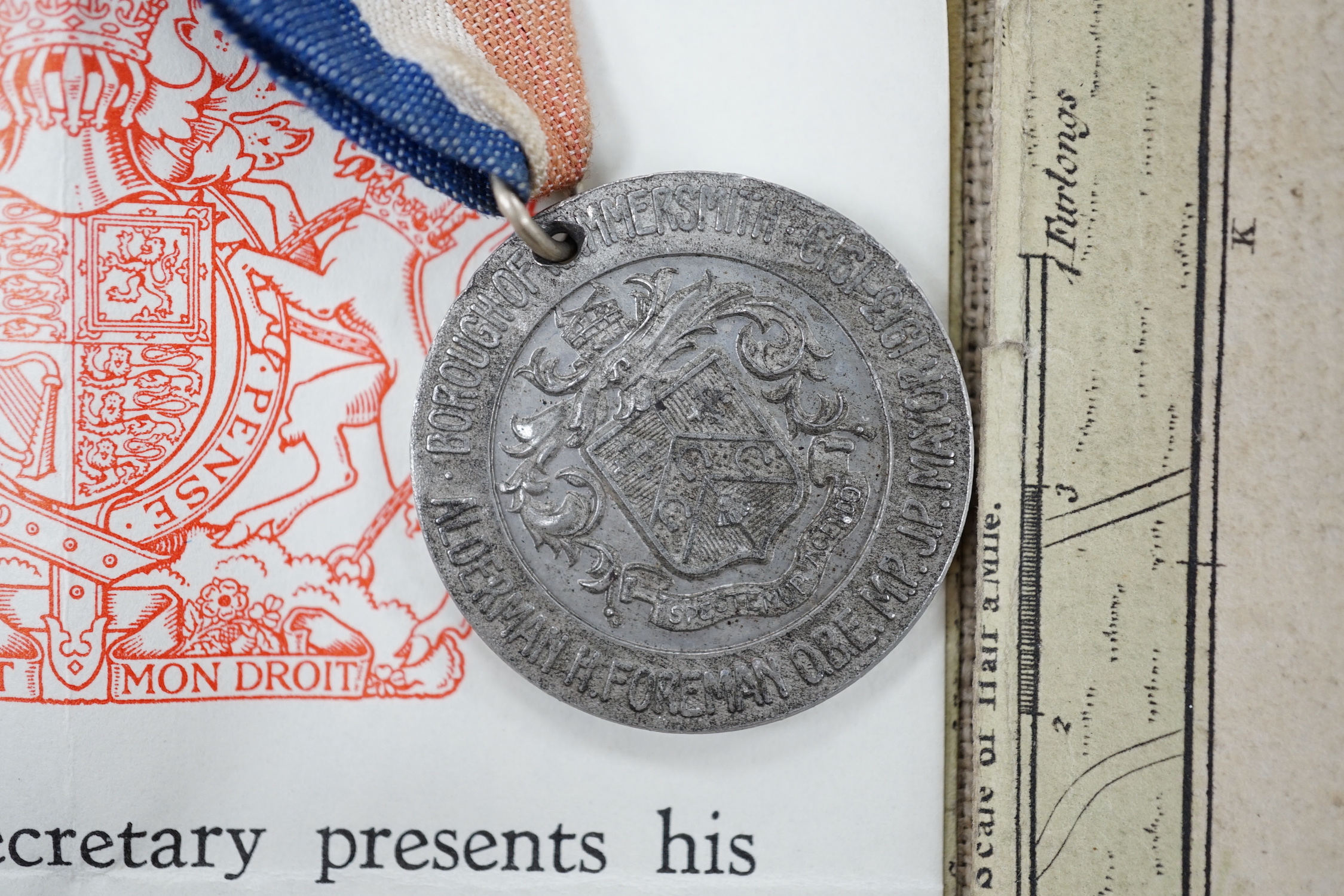 Miscellaneous medals, three stick pins, two George III indentures